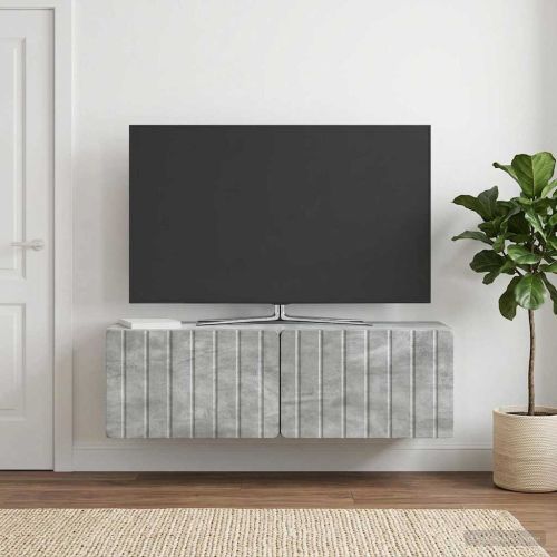 Стенно монтиран ТВ шкаф 98 x 31 x 30 см Бетонно сиво