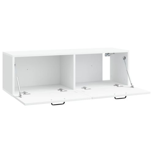 Стенно монтиран ТВ шкаф Монтиране на стена Бяло 98 x 31 x 30 см