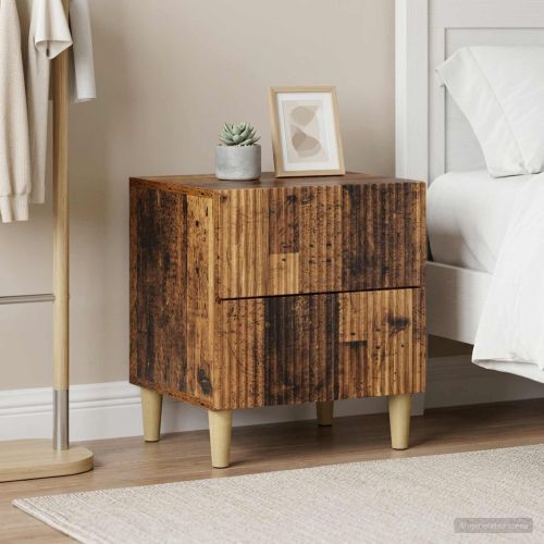 Нощен шкаф с чекмедже 2 pcs Старо дърво 43 x 34,5 x 48 см