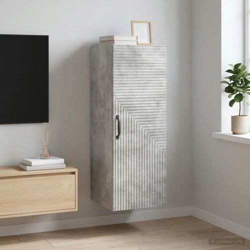 Стенно шкафче Бетонно сиво 33 x 34,5 x 90 см