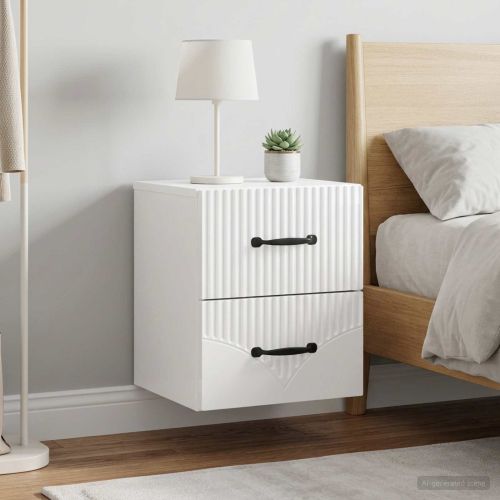 Спален шкаф с монтаж на стена 2 pcs Бял гланц 34,5 x 33 x 40 см