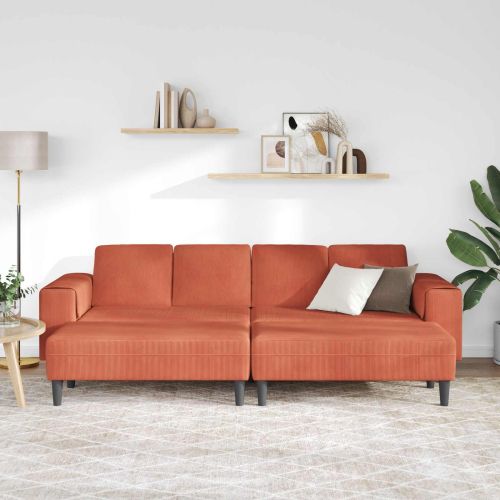 Диван Червено оранжево 250 x 188 x 76 см Кордюрова тъкан