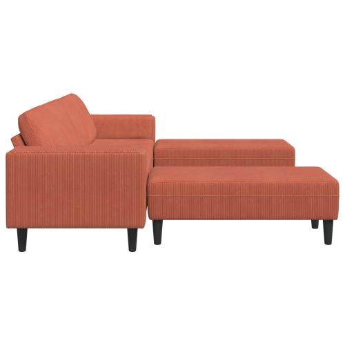 Диван Червено оранжево 250 x 188 x 76 см Кордюрова тъкан