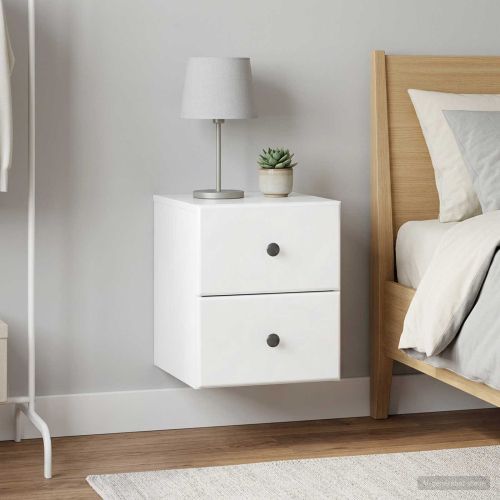 Спален шкаф с монтаж на стена 2 pcs Бял гланц 34,5 x 33 x 40 см