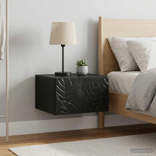 Спален шкаф с монтаж на стена 2 pcs Черно 49 x 34,5 x 20 см