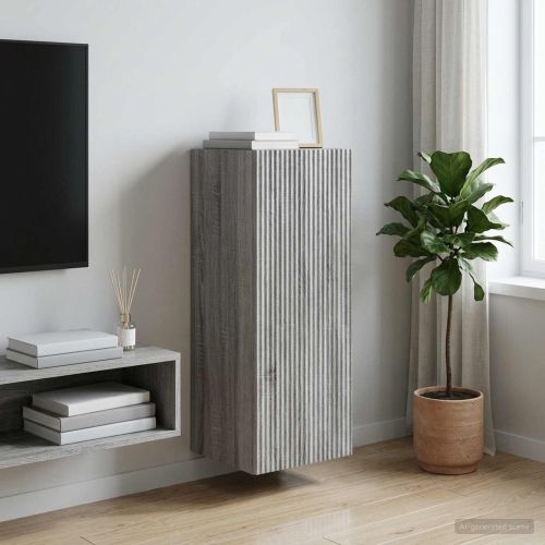 Стенно шкафче Сив Сонома 33 x 34,5 x 90 см Инженерна дървесина