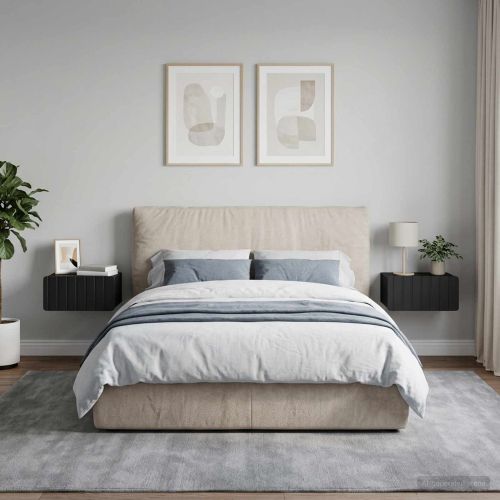 Спален шкаф с монтаж на стена 2 pcs Черно 49 x 34,5 x 24 см