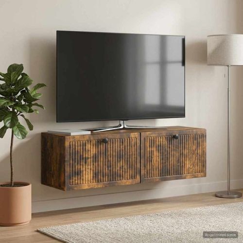 Стенно монтиран ТВ шкаф Опушен дъб 98 x 31 x 30 см