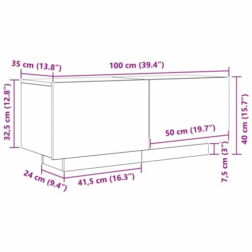 ТВ шкаф Черния дъб 100 x 35 x 40 см Инженерно дърво