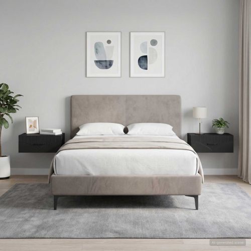 Спален шкаф с монтаж на стена 2 pcs Черно 49 x 34,5 x 20 см