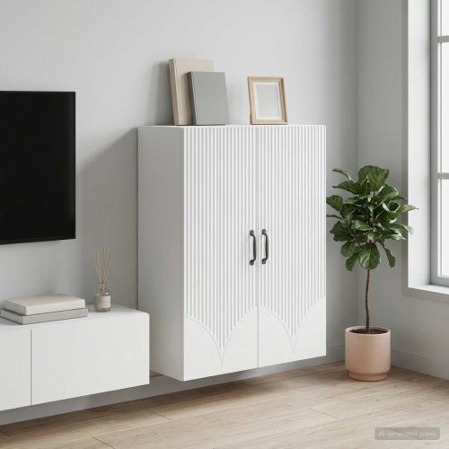 Стенно шкафче Бяло 66 x 34,5 x 90 см Инженерна дървесина