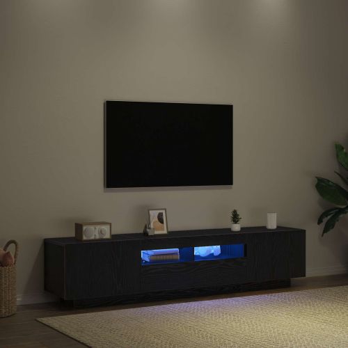 Комплект ТВ шкаф 2 pcs Черно 180 x 35 x 40 см Инженерно дърво