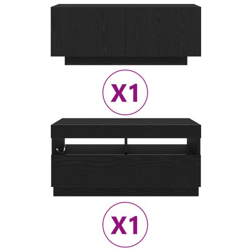 Комплект ТВ шкаф 2 pcs Черно 180 x 35 x 40 см Инженерно дърво