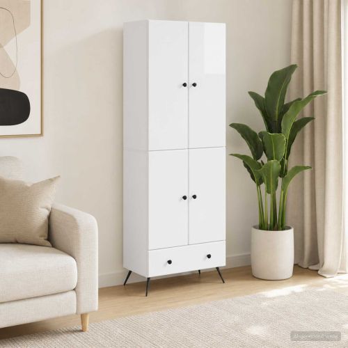 Комплект шкафове 2 pcs Бял гланц Инженерна дървесина