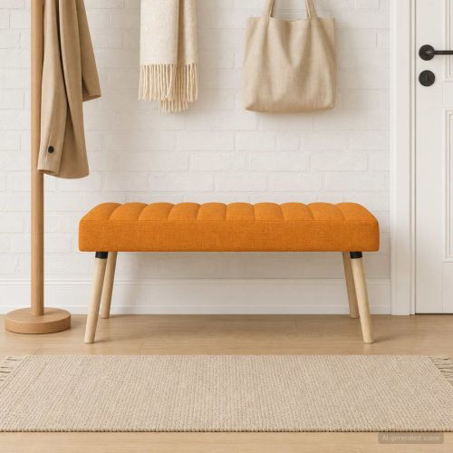 Пейка с канали Тъмен жълт 110 x 40 x 46 cm Текстил