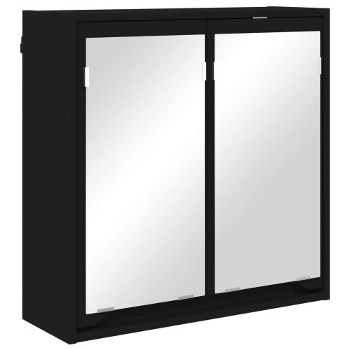 Шкаф с огледало за баня Черно 60 x 20 x 60 cm Инженерно дърво
