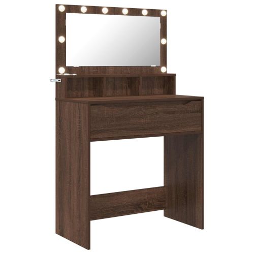 Тоалетки за спалня Кафяв дъб 80 x 39,6 x 135 см Инженерно дърво