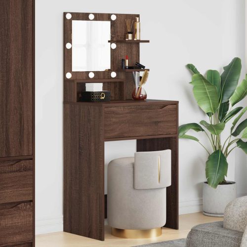 Тоалетки за спалня Кафяв дъб 80 x 39,6 x 135 см Инженерно дърво