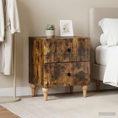 Нощен шкаф с чекмедже 2 pcs Опушен дъб 43 x 34,5 x 48 см