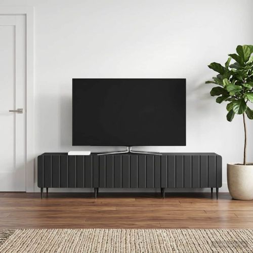 ТВ шкаф с чекмедже Черно 147 x 34,5 x 32 см Инженерна дървесина