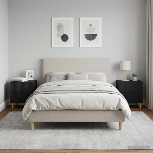 Нощен шкаф 2 pcs Черно 43 x 34,5 x 48 см Инженерна дървесина