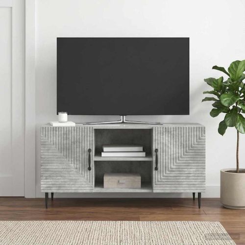 ТВ шкаф Бетонно сиво 102 x 34,5 x 50 см Инженерна дървесина
