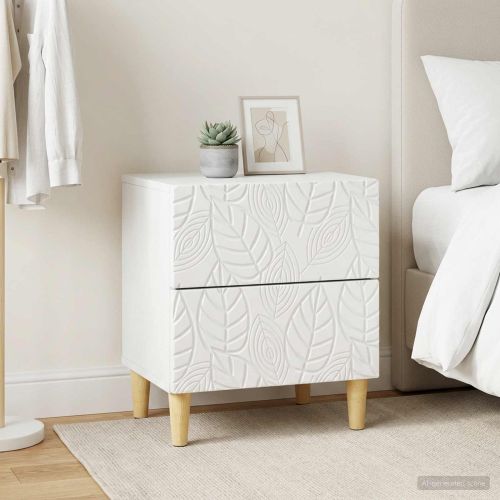 Нощно шкафче 2 pcs Бяло 43 x 34,5 x 48 см Инженерна дървесина