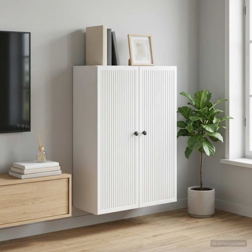 Стенно шкафче Бяло 66 x 34,5 x 90 см Инженерна дървесина