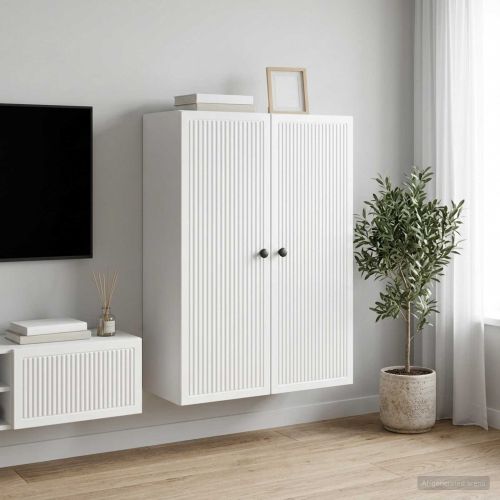 Стенно шкафче Бял гланц 66 x 34,5 x 90 см Инженерна дървесина