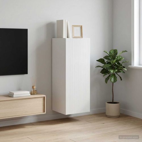 Стенно шкафче Бял гланц 33 x 34,5 x 90 см Инженерна дървесина