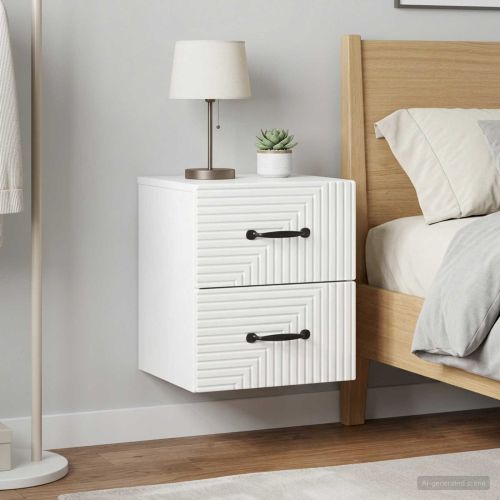 Спален шкаф с монтаж на стена 2 pcs Бял гланц 34,5 x 33 x 40 см