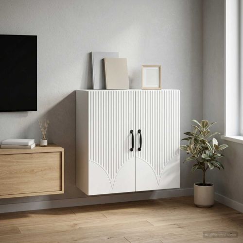 Стенно шкафче Бяло 59 x 31 x 60 см Инженерна дървесина