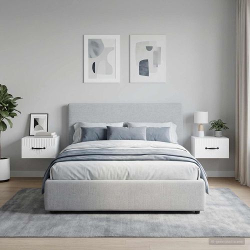 Спален шкаф с монтаж на стена 2 pcs Бял гланц 34,5 x 33 x 20 см