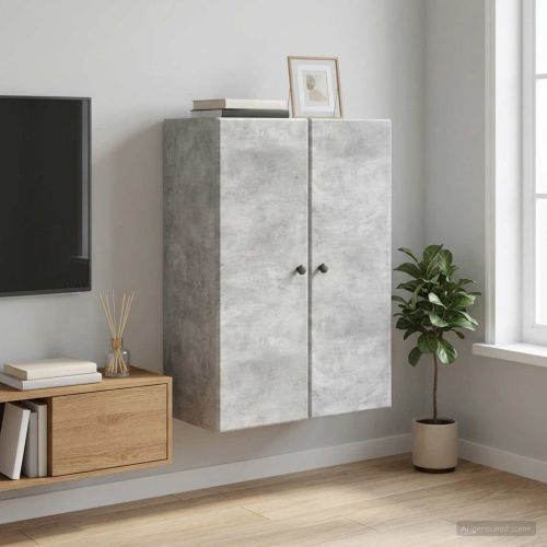 Стенно шкафче Бетонно сиво 66 x 34,5 x 90 см