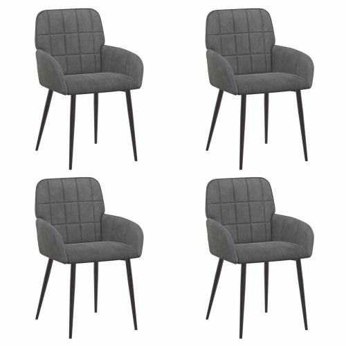 Обедени столове 4 pcs Кадифе Тъмносиво 57 х 50 х 85 см