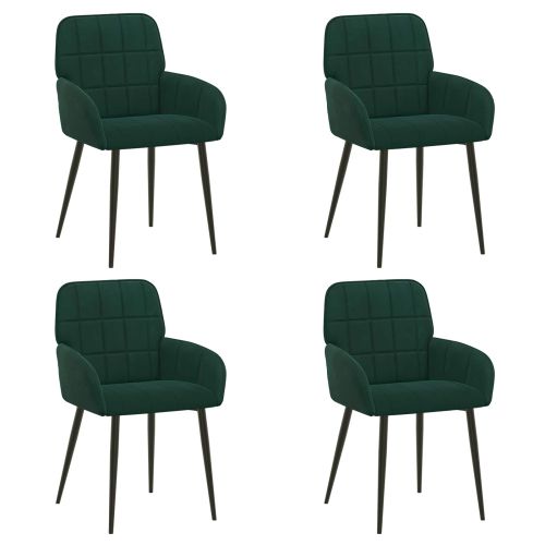 Обедени столове 4 pcs Кадифе Тъмнозелено 57 х 50 х 85 см