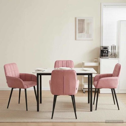 Обедени столове 4 pcs Кадифе Розово 57 х 50 х 85 см