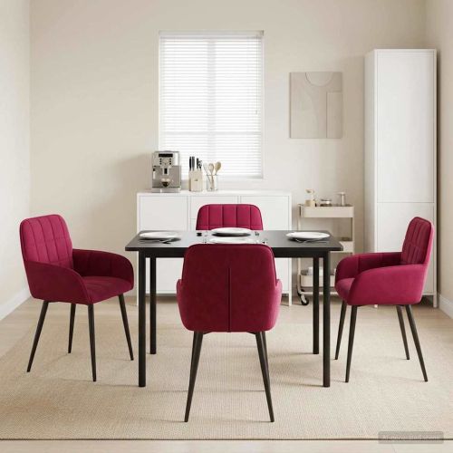 Обедени столове 4 pcs Кадифе Виненочервен 57 х 50 х 85 см