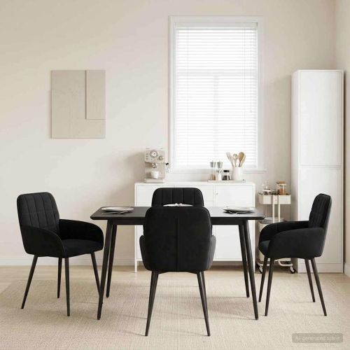 Обедени столове 4 pcs Кадифе Черно 57 х 50 х 85 см