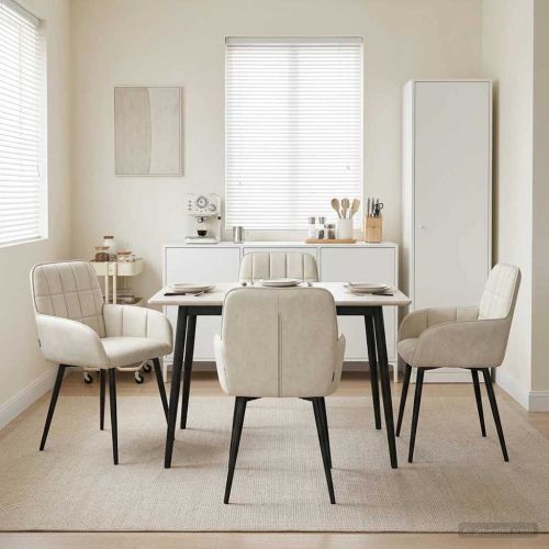 Обедени столове 4 pcs Кадифе Кремаво 57 х 50 х 85 см