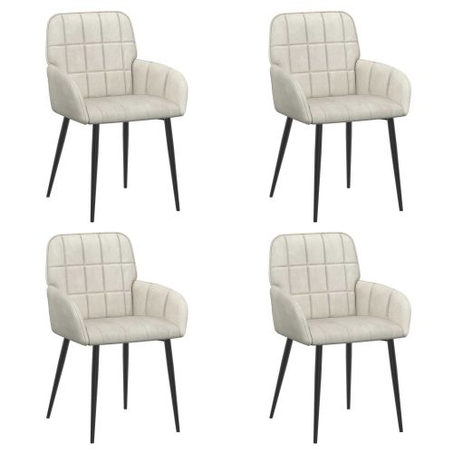 Обедени столове 4 pcs Кадифе Кремаво 57 х 50 х 85 см