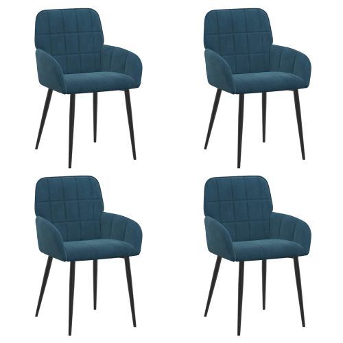 Обедени столове 4 pcs Кадифе Синьо 57 х 50 х 85 см