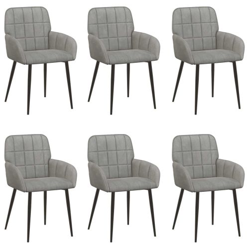 Обедени столове 6 pcs Кадифе Светлосиво 57 х 50 х 85 см