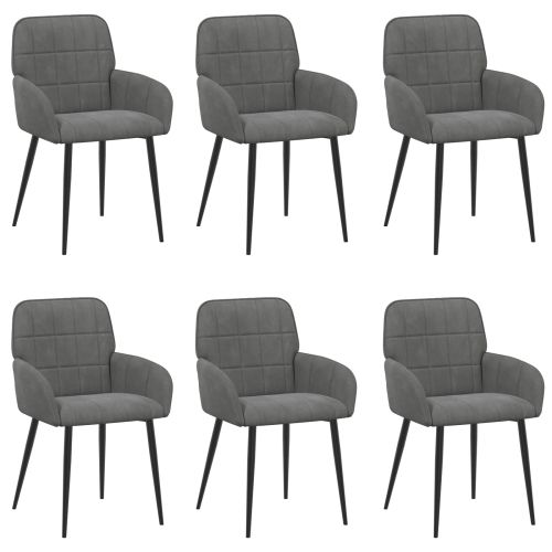 Обедени столове 6 pcs Кадифе Тъмносиво 57 х 50 х 85 см