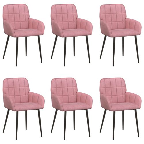 Обедени столове 6 pcs Кадифе Розово 57 х 50 х 85 см