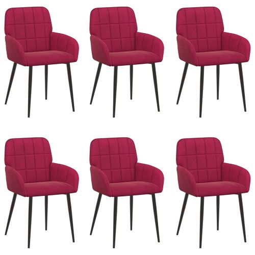Обедени столове 6 pcs Кадифе Виненочервен 57 х 50 х 85 см