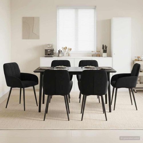 Обедени столове 6 pcs Кадифе Черно 57 х 50 х 85 см