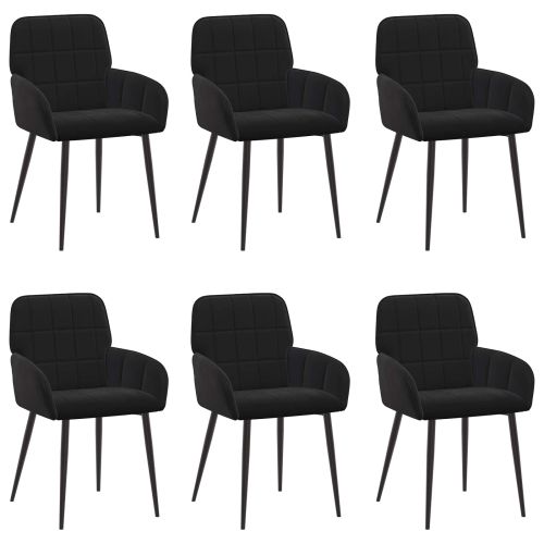Обедени столове 6 pcs Кадифе Черно 57 х 50 х 85 см