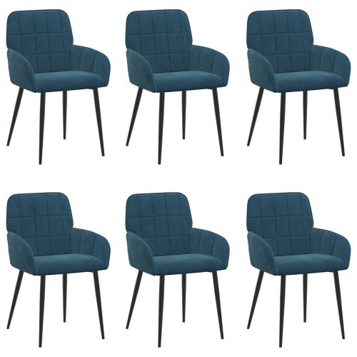 Обедени столове 6 pcs Кадифе Синьо 57 х 50 х 85 см