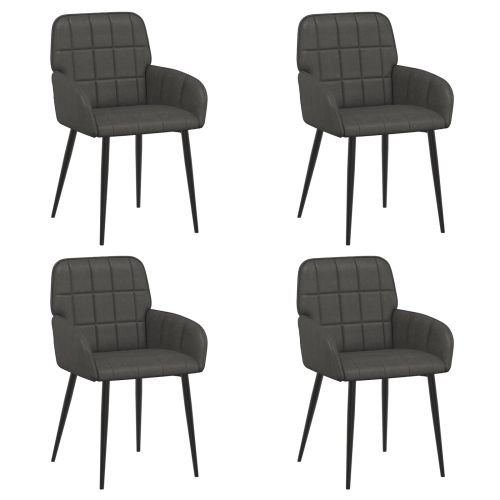Обедени столове 4 pcs Изкуствена Черно 57 х 50 х 85 см